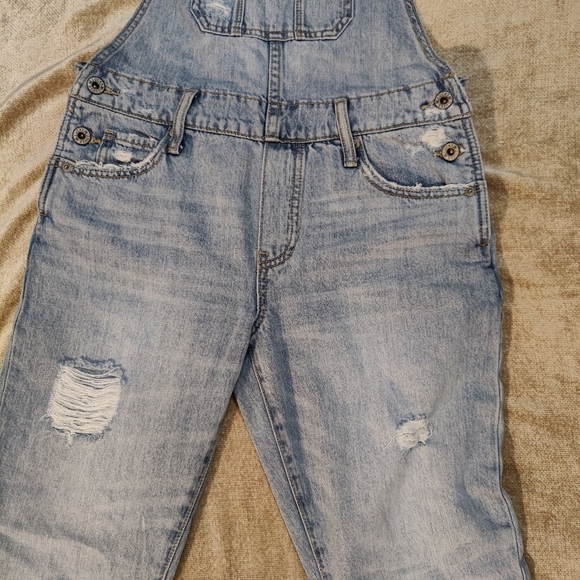 Lucky Brand Light Wash Distressed the Boyfriend Denim Overalls, size XS - Picture 4 of 12